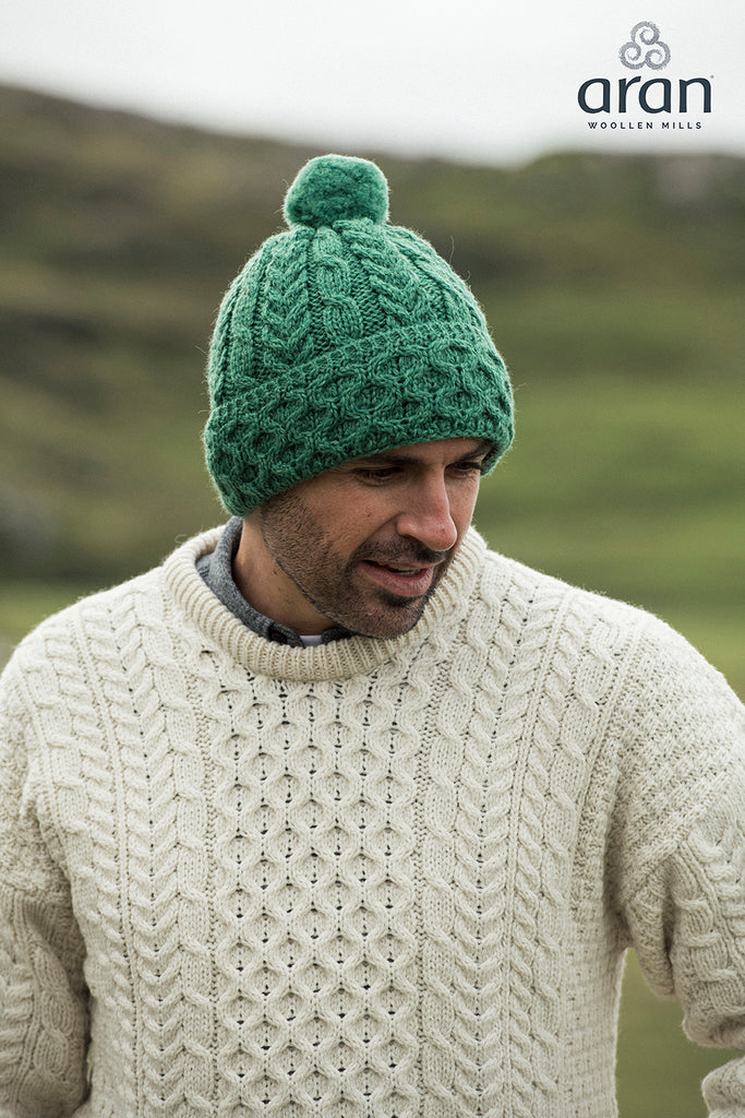 Men s Merino Wool Bobble Hat by Aran Mills 4 Colours Scotland Kilt Co