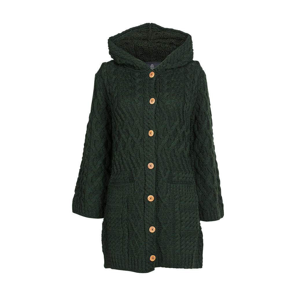 Women s Long Merino Wool Cardigan with Hood by Aran Mills Scotland Kilt Co