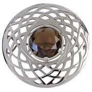 Plaid Brooch - Plain Celtic Design with Stone - Polished Finish