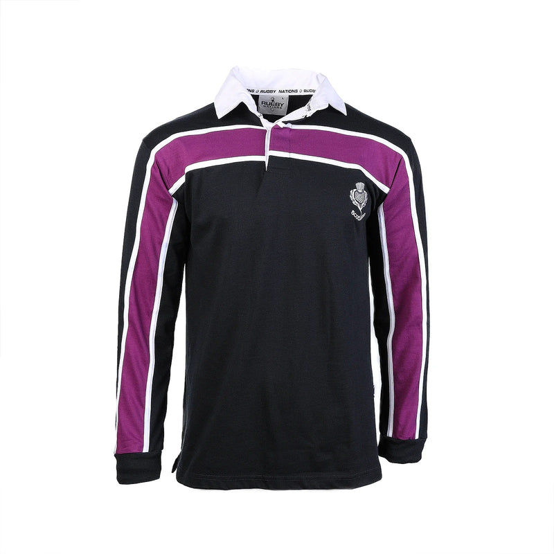 Men's Purple Stripe Rugby Shirt - Long Sleeve