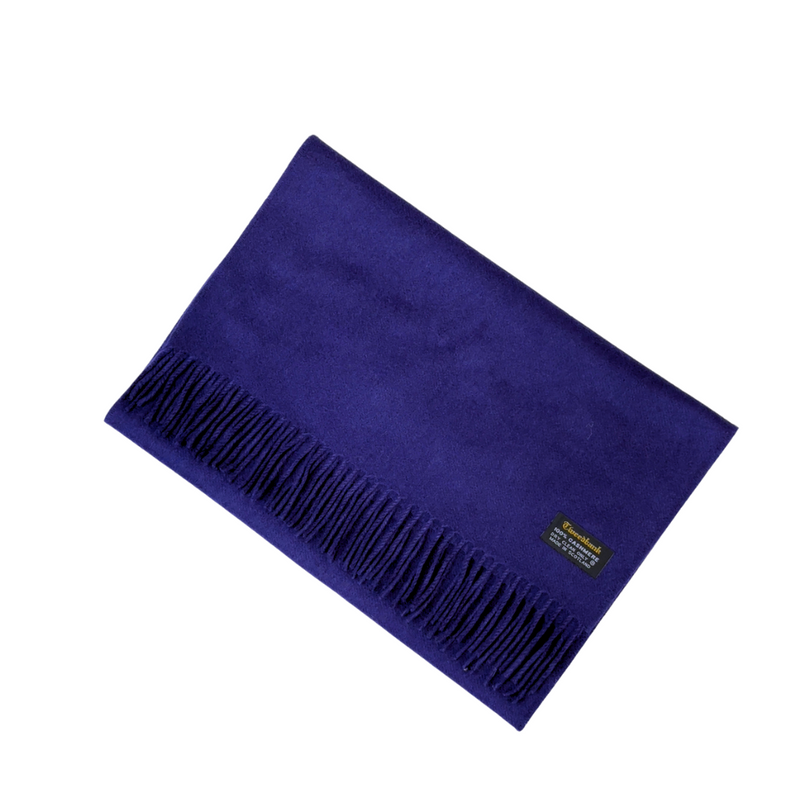 100% Cashmere Plain Scarf - Indigo Blue