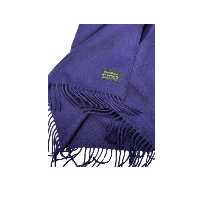 100% Cashmere Plain Scarf - Indigo Blue