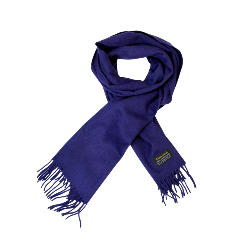 100% Cashmere Plain Scarf - Indigo Blue