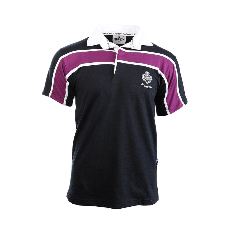 Men's Purple Stripe Rugby Shirt - Short Sleeve