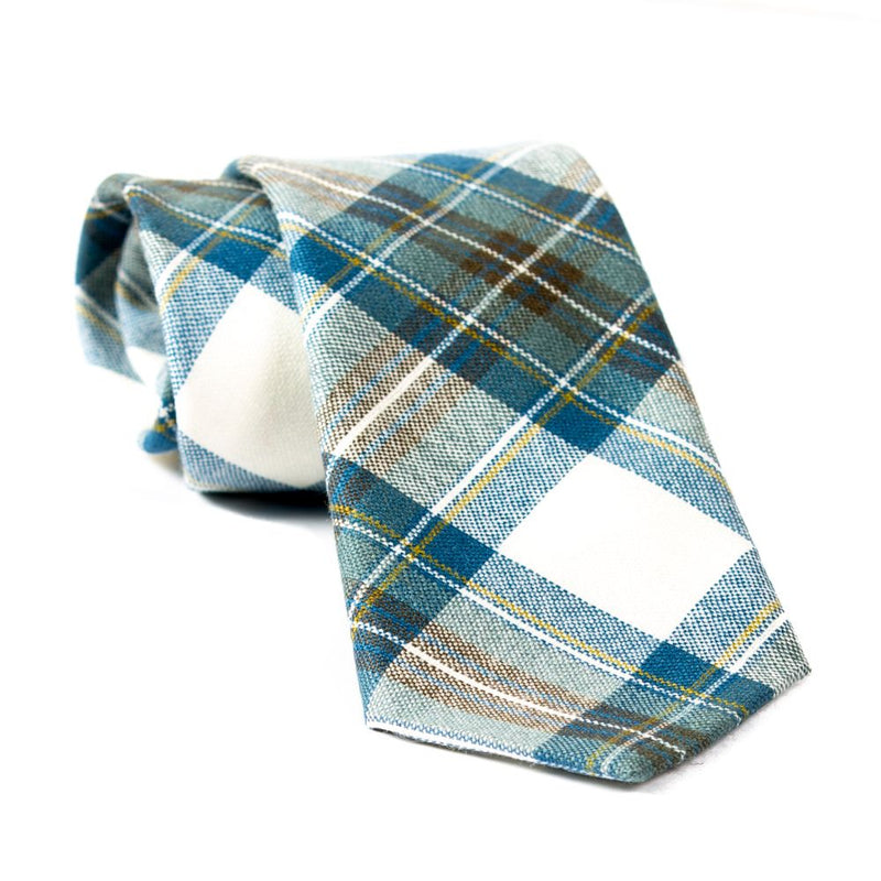 100% Wool Tartan Neck Tie - Stewart Muted Blue