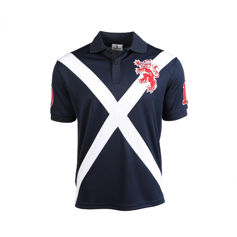 Men's Navy Saltire Polo Shirt - Short Sleeve