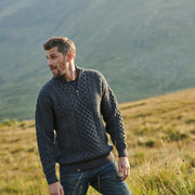 Men's Merino Wool Zip Neck Jumper by Aran Mills - 2 Colours