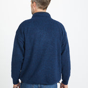 Mens Shetland Wool Zip Cardigan by Aran Mills - Dark Blue