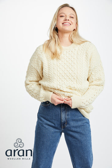 Unisex Worsted Wool Crew Neck Jumper by Aran Mills - 2 Colours