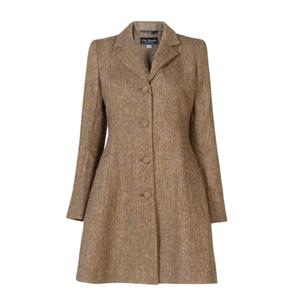 Women's Harris Tweed Coat - Zoe - Brown Herringbone | Scotland Kilt Co