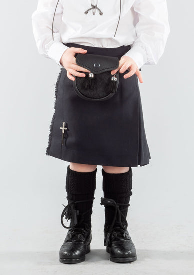 Plain Black Polyviscose Kids Kilt