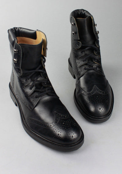 Brogues Ghillie Boot - Black Leather - Clearance