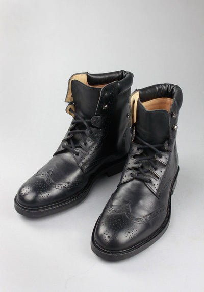 Brogues Ghillie Boot - Black Leather - Clearance