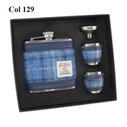 6oz Harris Tweed Hip Flask + Cups Gift Set