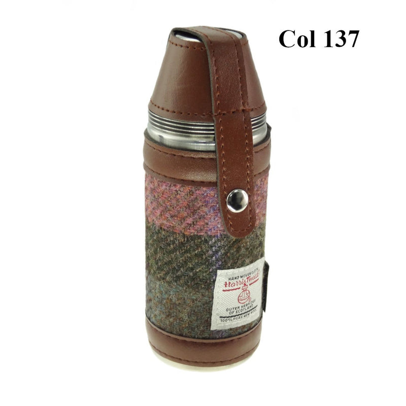 8oz Harris Tweed Hunting Flask and 4 Cups