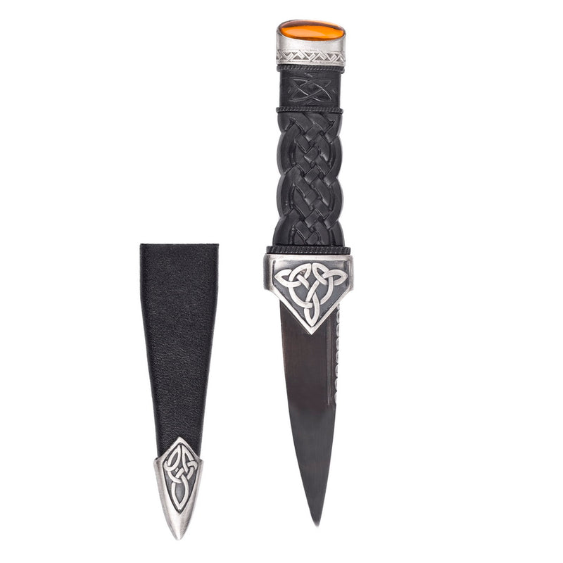 Dress Sgian Dubh - Celtic Knot Design - Antique Finish - Stone Top