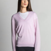 Isla Women's Scottish Made Cashmere V-Neck Jumper - Soft Pink