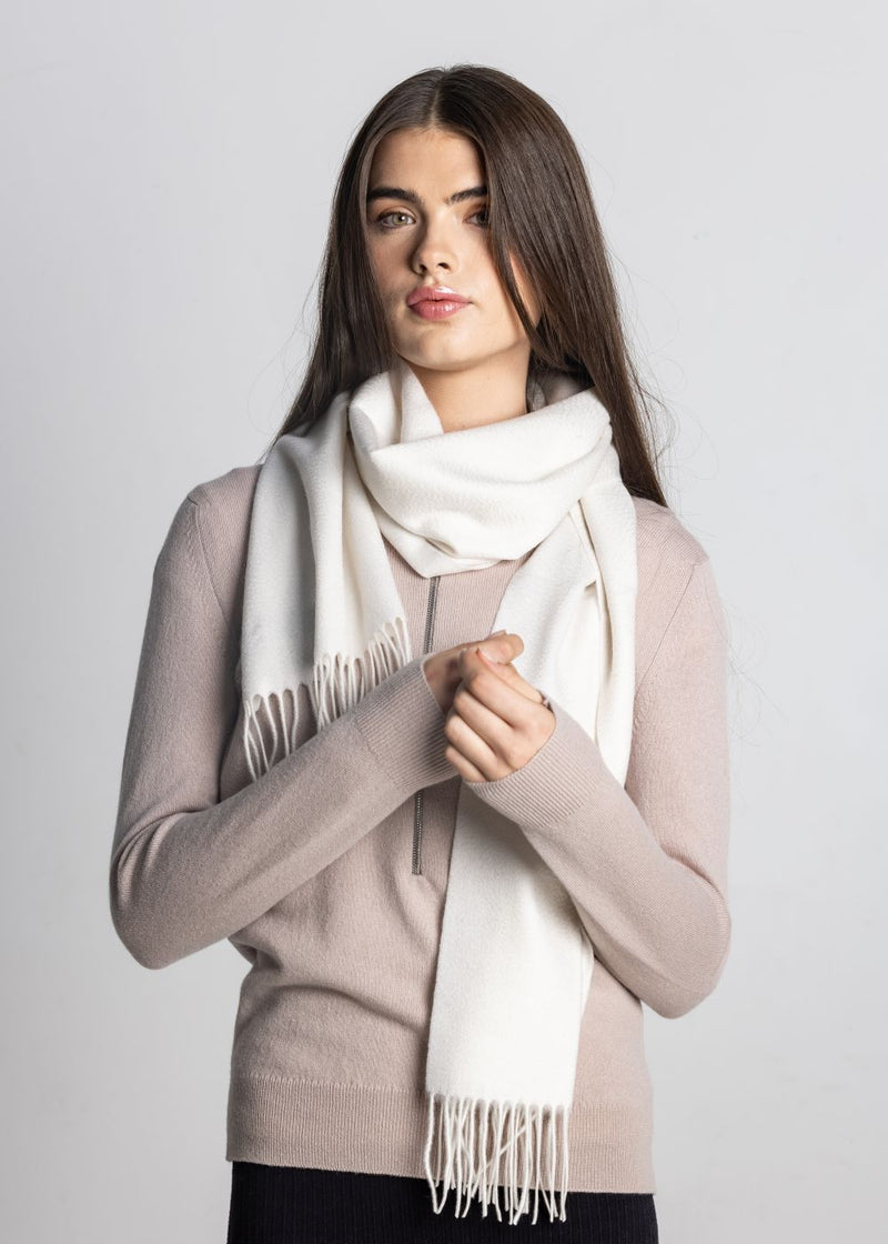 100% Cashmere Scarf - Cream