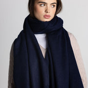 100% Cashmere Shawl - Navy