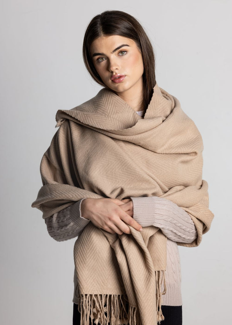 100% Cashmere Shawl - Camel