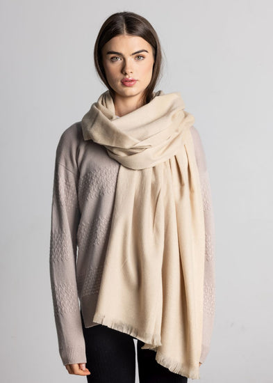 100% Cashmere Shawl - Beige