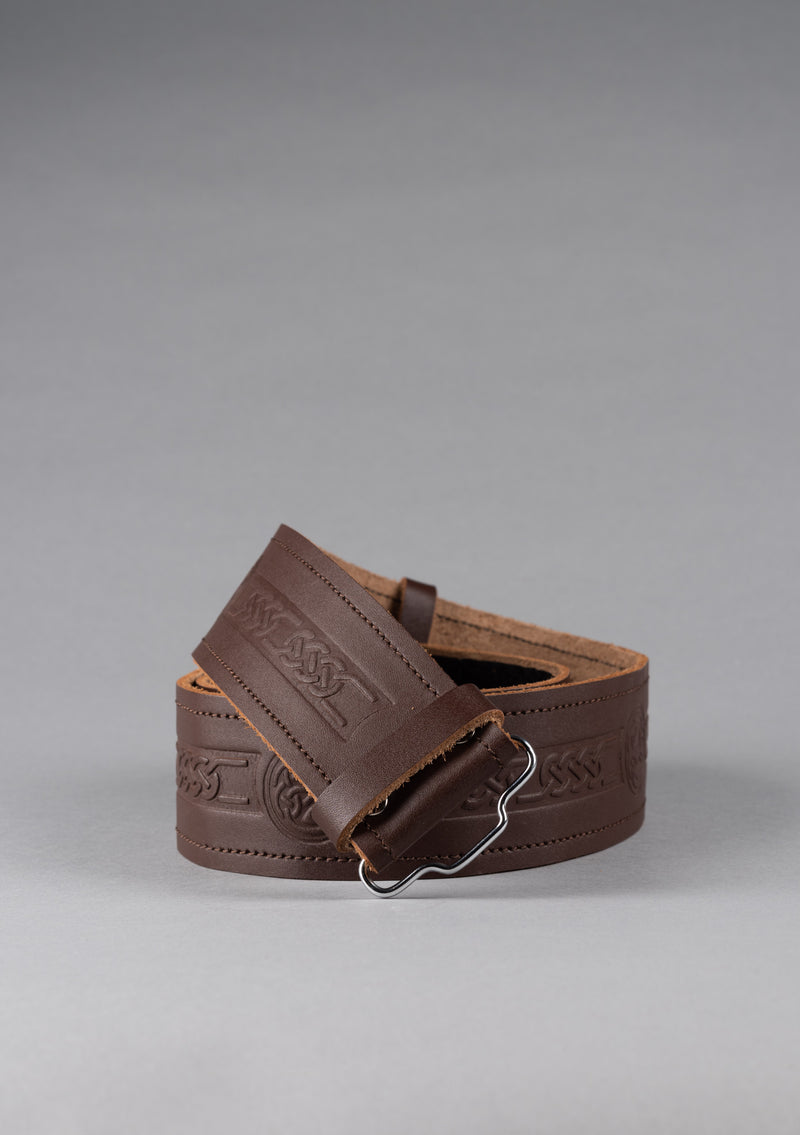 Kids Celtic Leather Kilt Belt - Brown