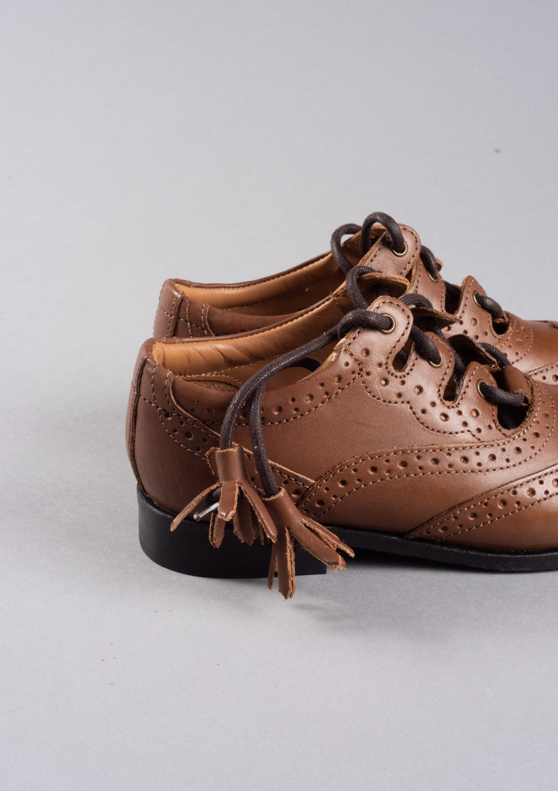 Kids Tan Leather Ghillie Brogues - CLEARANCE