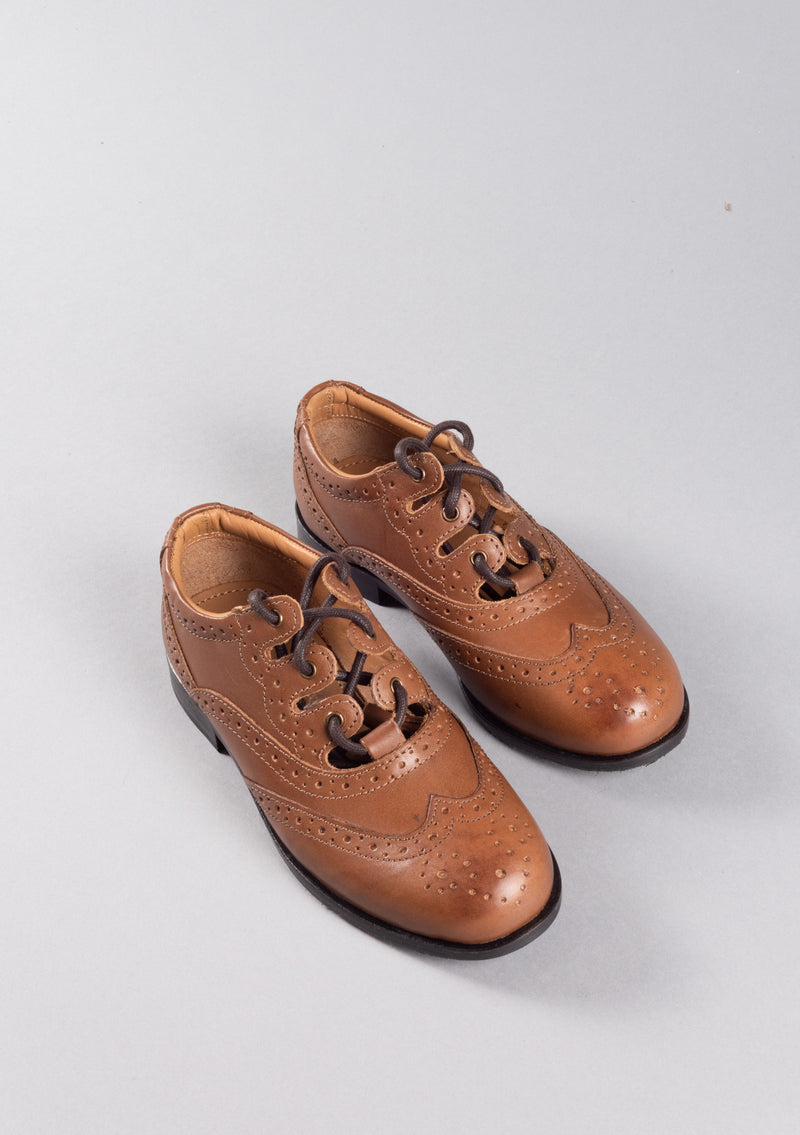 Kids Tan Leather Ghillie Brogues - CLEARANCE