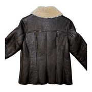 Ladies Aviator Leather Coat  - Celene - Distressed Dark Brown - CLEARANCE