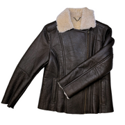 Ladies Aviator Leather Coat  - Celene - Distressed Dark Brown - CLEARANCE