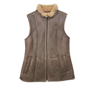 Ladies Sheepskin Aviator Leather Gilet - Brown - CLEARANCE