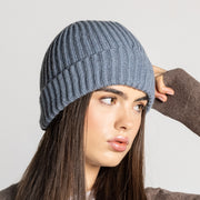 100% Cashmere Ribbed Unisex Beanie Hat by Isla Cashmere