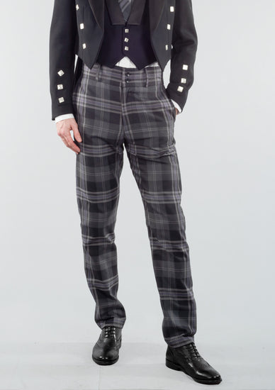 Men's Polyviscose Tartan Trews - Persevere Flint Grey