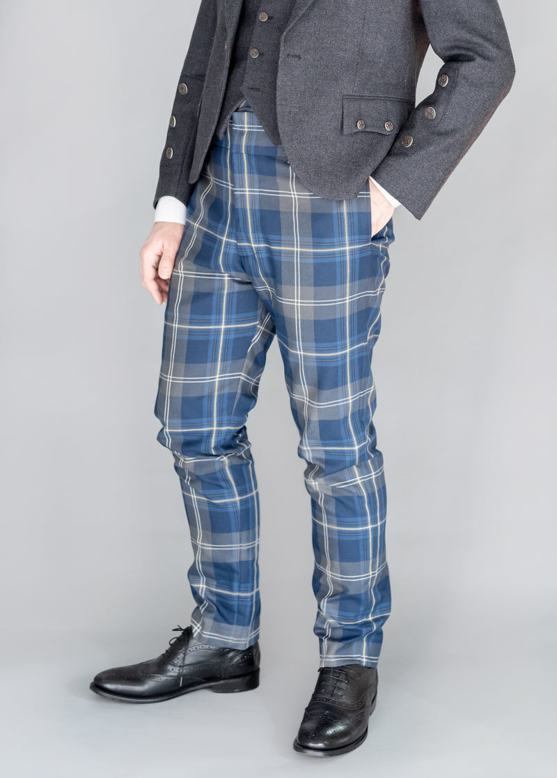 Men's Polyviscose Tartan Trews - Persevere Moss Navy