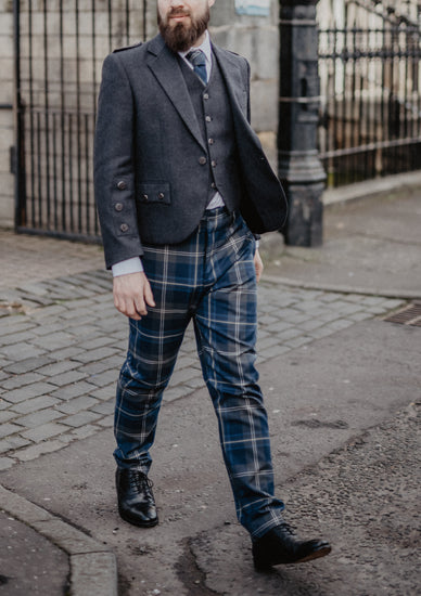 Men's Polyviscose Tartan Trews - Persevere Moss Navy