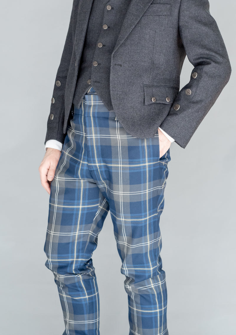 Men's Polyviscose Tartan Trews - Persevere Moss Navy