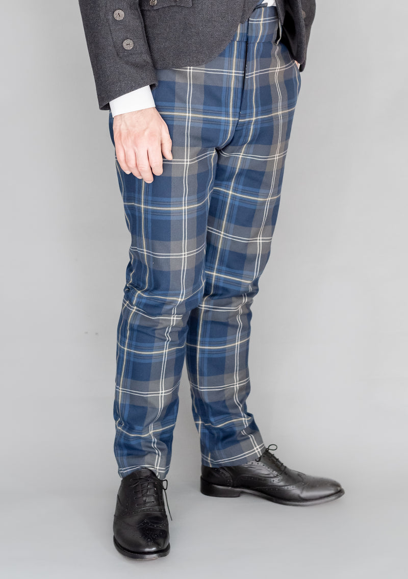 Men's Polyviscose Tartan Trews - Persevere Moss Navy