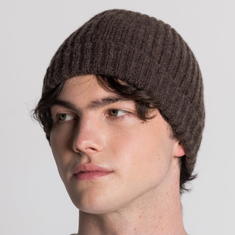 100% Cashmere Ribbed Unisex Beanie Hat by Isla Cashmere