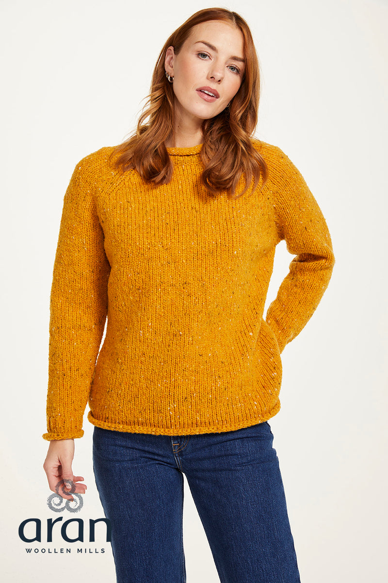 Ladies Donegal Tweed Wool Roll Neck Sweater by Aran Mills - 3 Colours