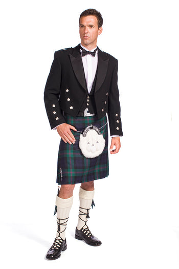 Economy Prince Charlie Jacket Outfit with 16oz 8 Yard Wool Lochcarron Strome Kilt - Made to Order