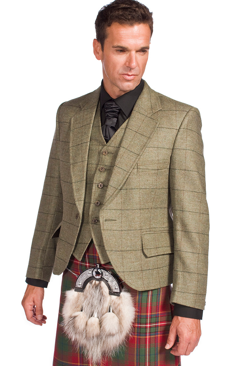 Luxury Tweed Estate Jacket Outfit with 8 yd Heavyweight Kilt - Made to Order