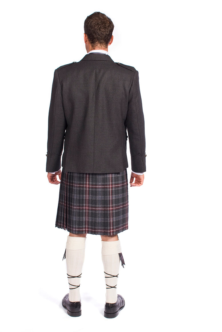 Charcoal Tweed Argyle Jacket 8 Yard Mediumweight Hebridean Tartan Kilt Outfit - Made to Order