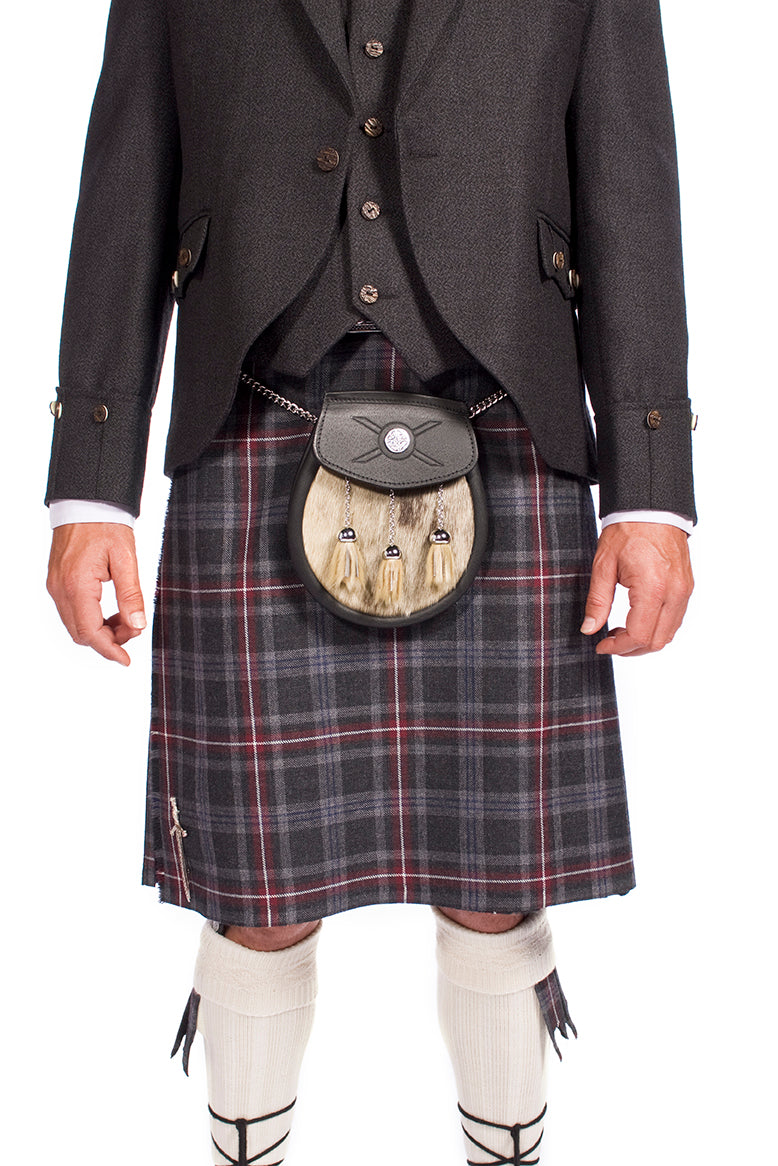 Charcoal Tweed Argyle Jacket 8 Yard Mediumweight Hebridean Tartan Kilt Outfit - Made to Order