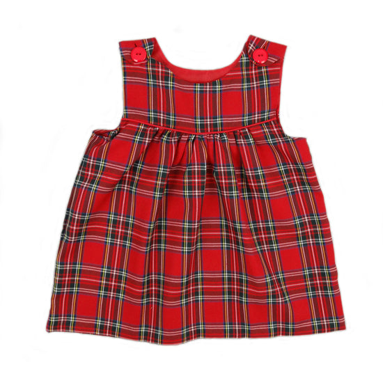 Girls Tartan Dress with Button Shoulder - Royal Stewart