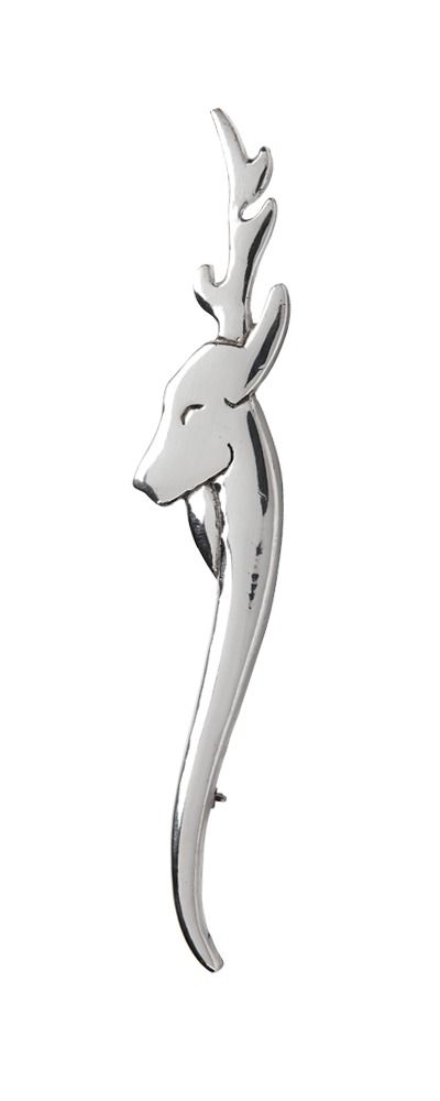 Curved Stag Pewter Kilt Pin - Polished