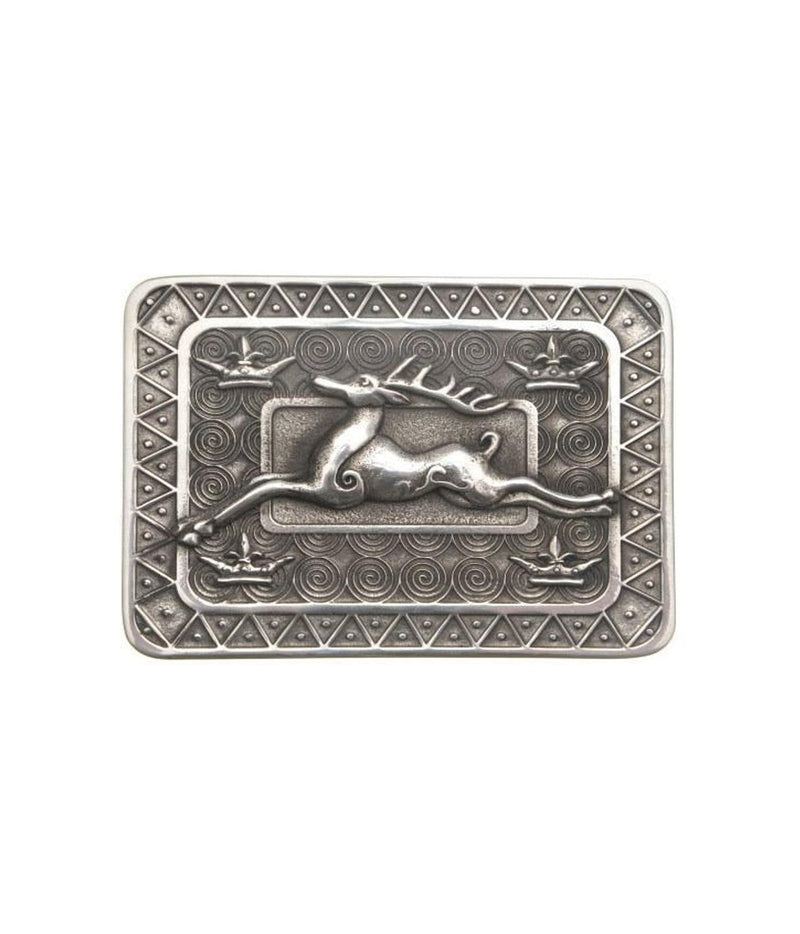 Deluxe Pewter Kilt Belt Buckle - Celtic Stag