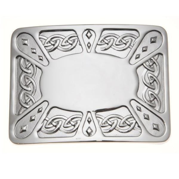 Contemporary Celtic Kilt Buckle - Oval - Chrome Finish