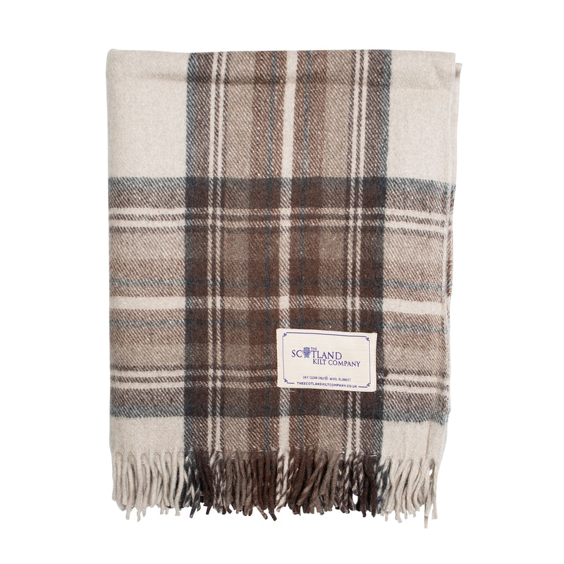 Wool Tartan Rug - Stewart Natural Dress | Scotland Kilt Co