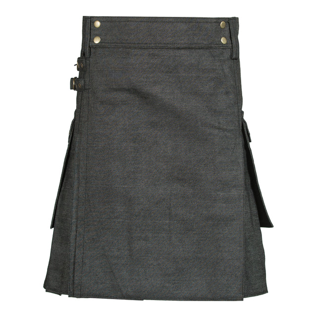 Black Denim Utility Kilt | Scotland Kilt Co