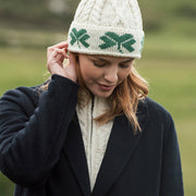 Merino Wool Hat With Shamrock Design by Aran Mills